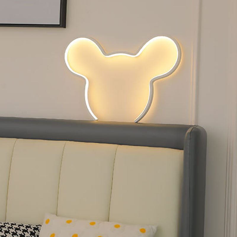 Contemporary Creative Cartoon Mouse Strip Aluminum Silicone LED Wall Sconce Lamp For Bedroom