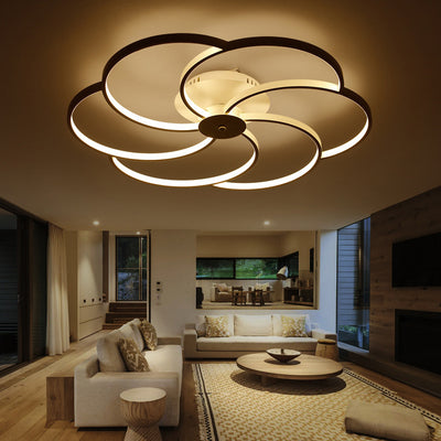 Contemporary Simplicity Aluminum Petal Silicone Strip Shade LED Flush Mount Ceiling Light For Living Room