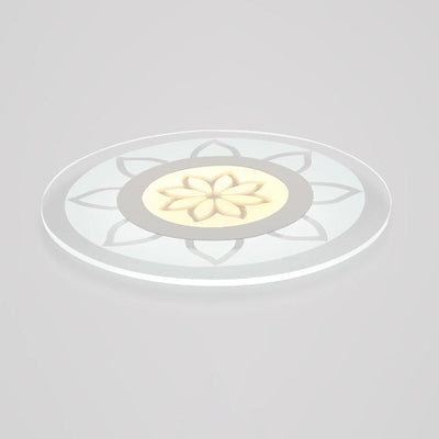 Modern Simplicity Iron Acrylic Round Flower Leave LED Flush Mount Ceiling Light For Living Room