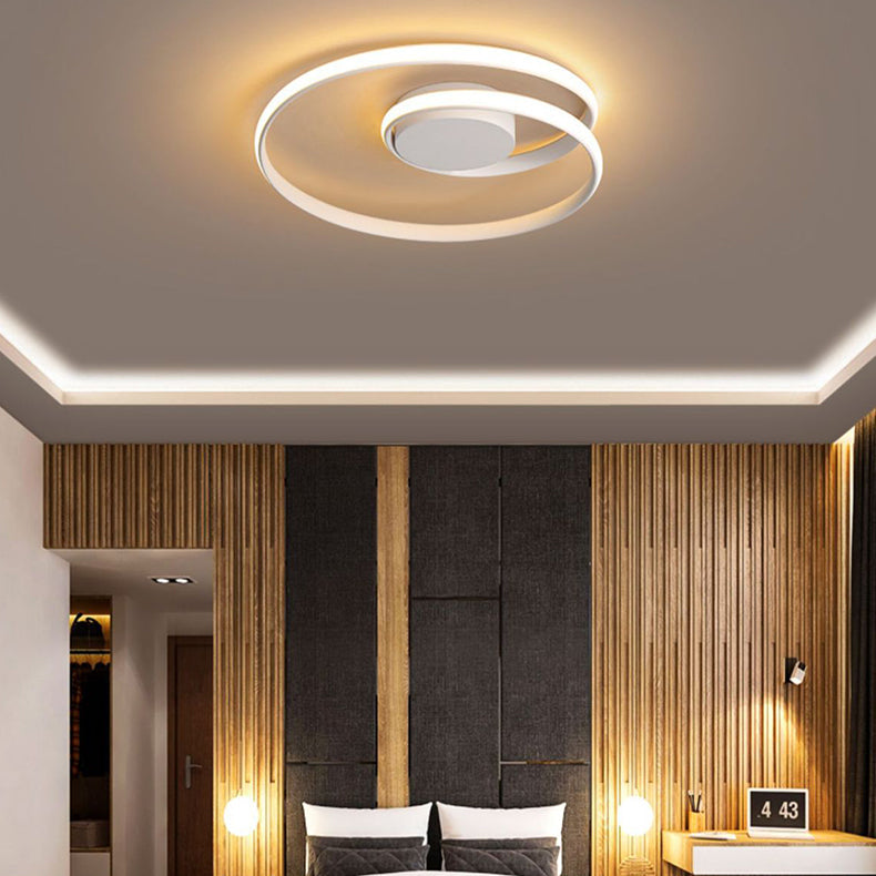 Modern Minimalist Round Silicone Iron Aluminum LED Flush Mount Ceiling Light For Living Room