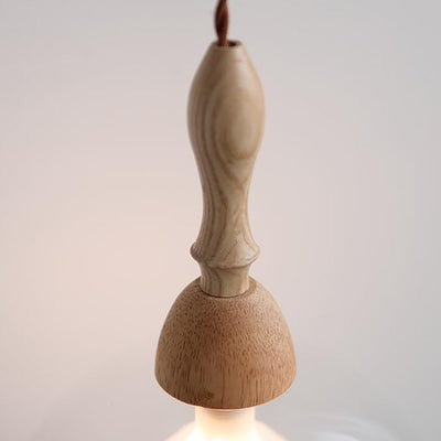 Traditional Japanese Orb Wood Glass 1-Light Pendant Light For Living Room