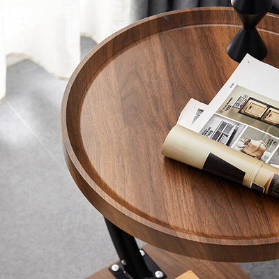 Modern Transitional Wood Iron Coffee Table 2-Tier For Living Room