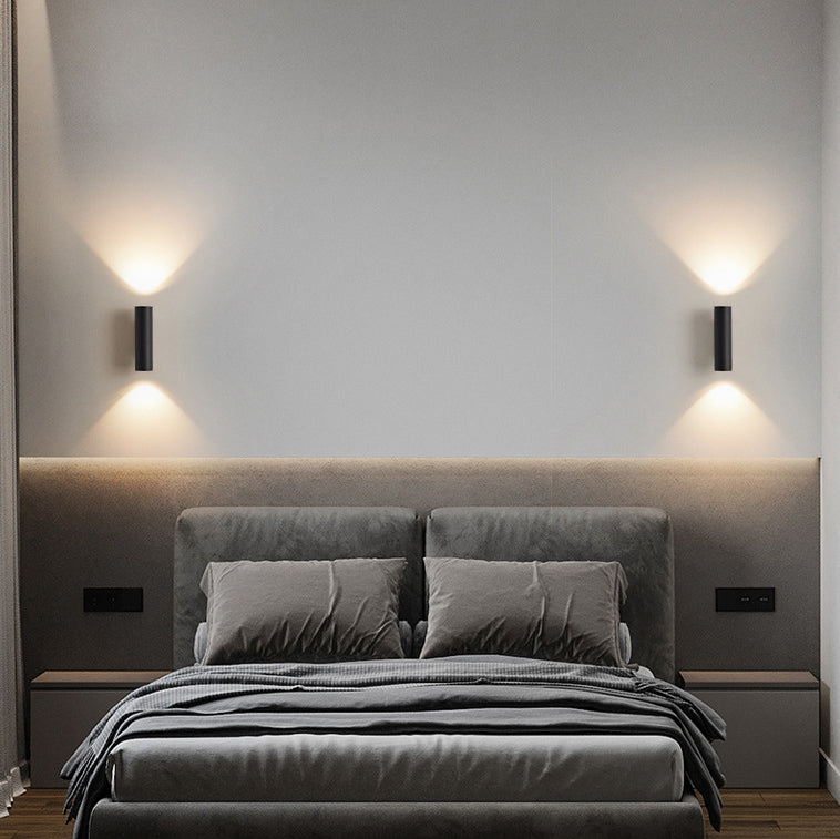 Modern Minimalist Cylinder Iron Aluminum LED Wall Sconce Lamp For Bedroom