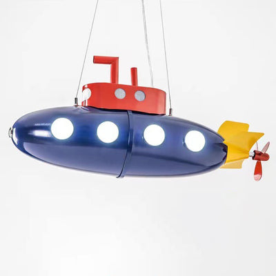 Contemporary Creative Cartoon Submarine Iron LED Kids Chandelier For Bedroom