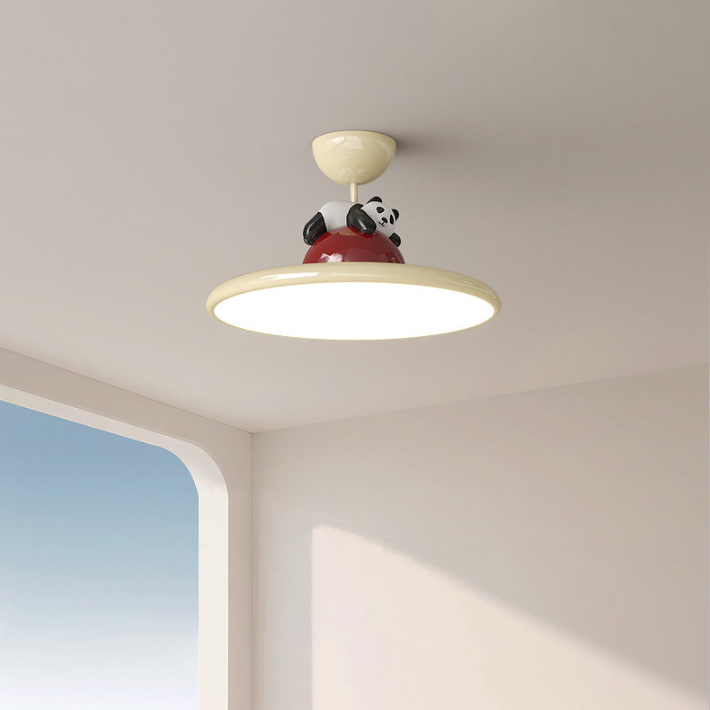 Contemporary Creative Cartoon Panda Elephant Iron Acrylic LED Semi-Flush Mount Ceiling Light For Bedroom