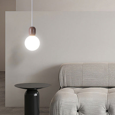 Modern Minimalist Round Ball Hardware Plastic 1-Light Pendant Light For Bedroom