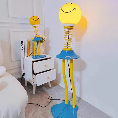 Contemporary Creative Memphis PVC Iron Smile Cartoon Character 1-Light Table Lamp For Bedroom