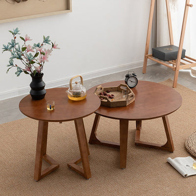 Contemporary Simplicity Round Wood V-Shaped Legs Coffee Table For Living Room