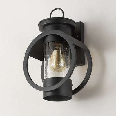 Contemporary Industrial Round Cylindrical Iron Glass 1-Light Wall Sconce Lamp For Outdoor Patio