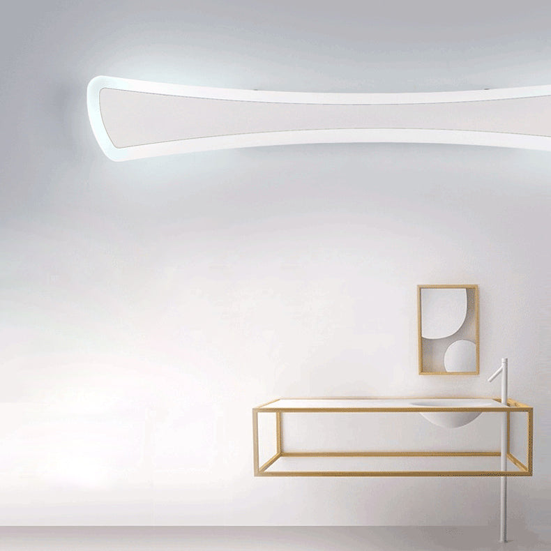 Contemporary Scandinavian Long Curve Rectangle Hardware Acrylic LED Vanity Light Mirror Front Wall Sconce Lamp For Bathroom