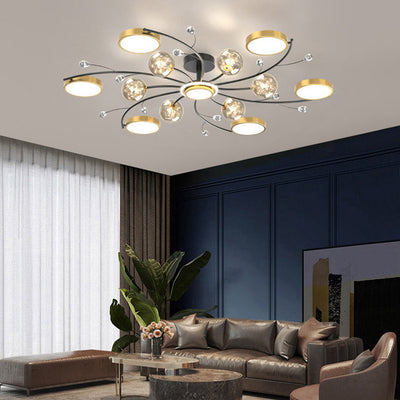 Modern Mid-century Iron Frame Glass Bubble LED Chandelier For Living Room