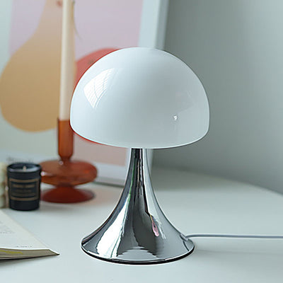 Modern Simplicity Iron Glass Mushroom Dome 1-Light Table Lamp For Bedside