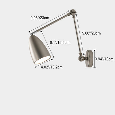 Modern Simplicity Metal Semi-Cone Shade With Retractable Rocker Arm Long Rod 1-Light Wall Sconce Lamp For Living Room