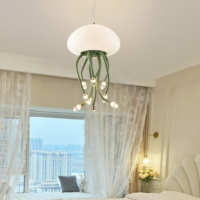 Contemporary Nordic Jellyfish Iron Acrylic LED Chandeliers For Bedroom