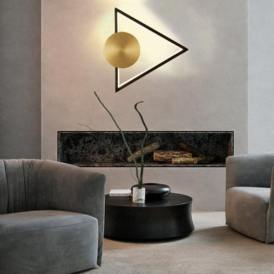 Modern Minimalist Brass Acrylic Triangle Square Circle LED Wall Sconce Lamp For Living Room