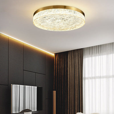 Modern Light Luxury Copper Circle LED Flush Mount Ceiling Light