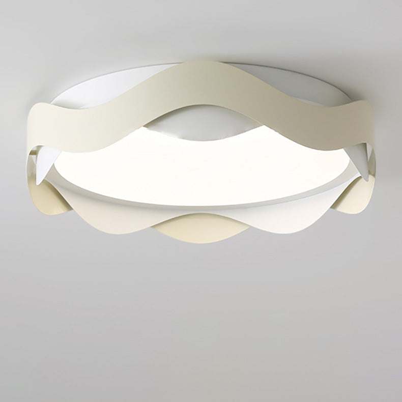 Contemporary Creative Iron Acrylic Wavy Edge LED Flush Mount Ceiling Light For Living Room