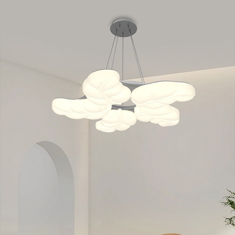 Contemporary Creative PE Leaves Shade Iron LED Pendant Light For Living Room