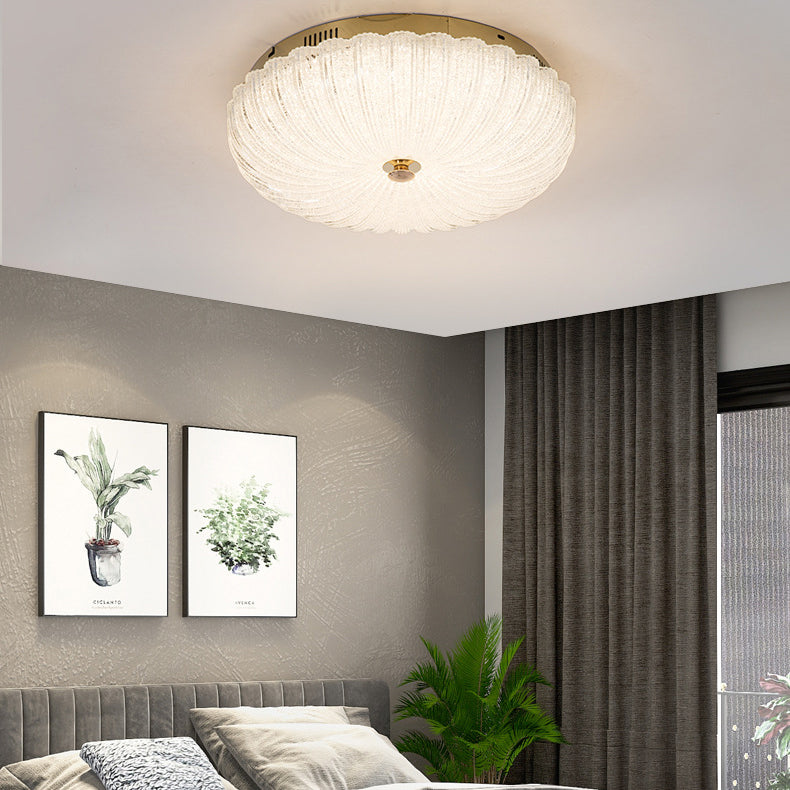 Modern Minimalist Round Stainless Steel Acrylic LED Flush Mount Ceiling Light For Living Room