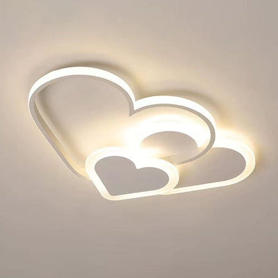 Contemporary Scandinavian Heart Shape Acrylic Hardware LED Flush Mount Ceiling Light For Bedroom