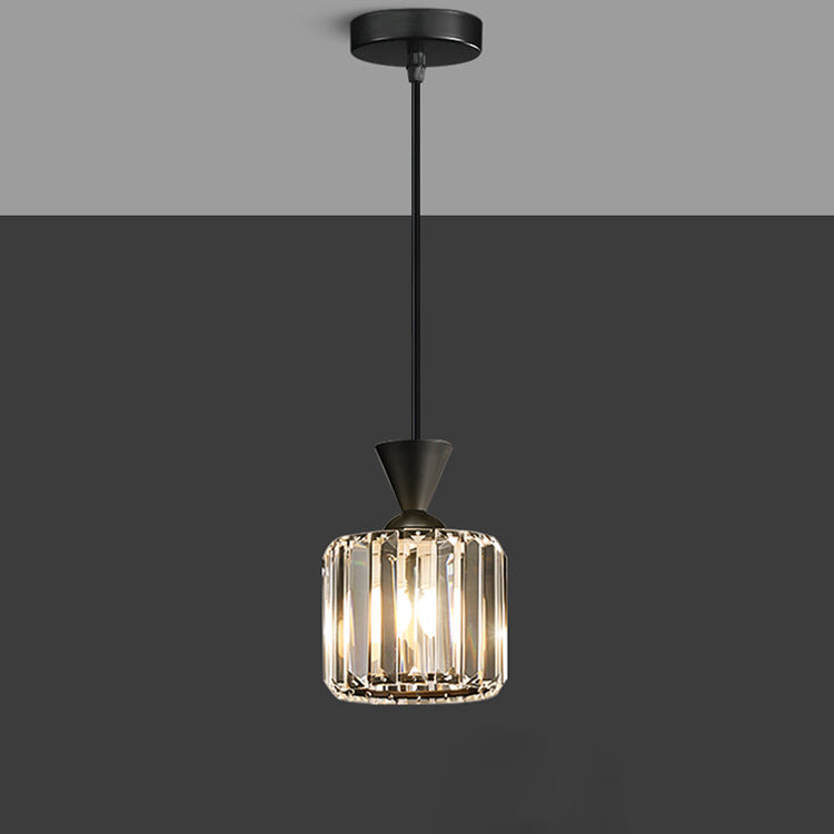 Contemporary Luxury Radiant Prismatic Clear Crystal Shade 1-Light Pendant Light For Living Room