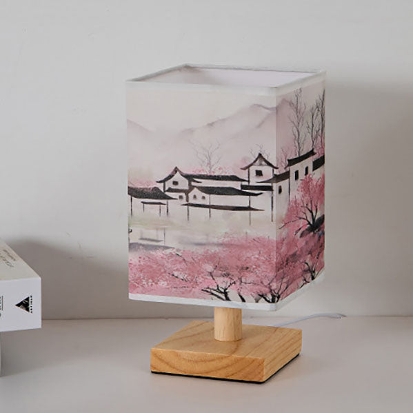 Contemporary Creative Fabric Square USB LED Table Lamp For Bedroom