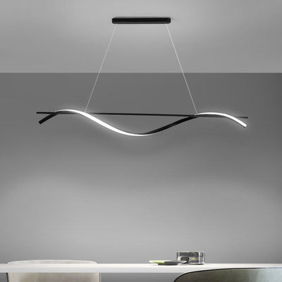 Modern Minimalist Wave Silicone Strip Iron LED Island Light Pendant Light For Living Room