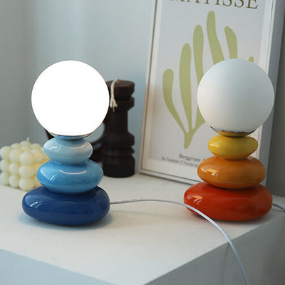 Nordic Creative Ceramic Colorful Stacked Stones LED USB Table Lamp
