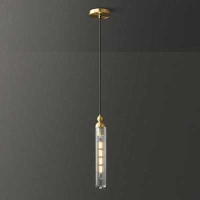 Contemporary Simplicity Brass Glass Strip 1-Light Pendant Light For Living Room