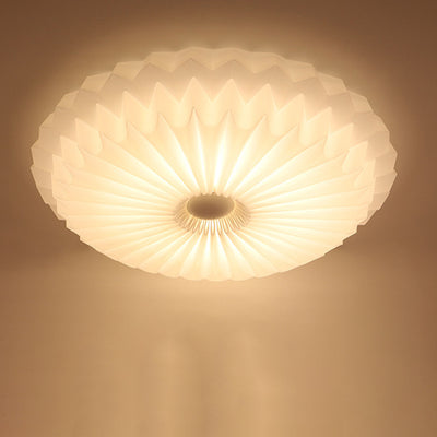 Modern Simplicity Metal Acrylic Round Pleated LED Flush Mount Ceiling Light For Bedroom