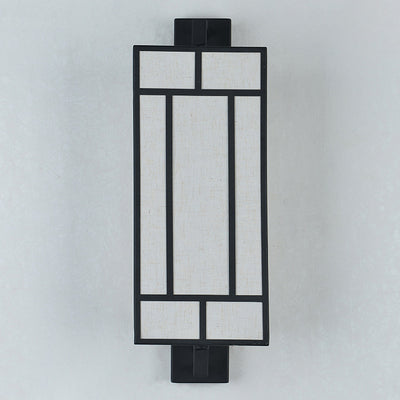 Contemporary Retro Rectangular Fabric Shade Iron 1-Light Wall Sconce Lamp For Dining Room