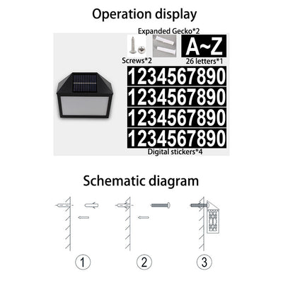 Contemporary Industrial ABS Address Sign Solar Digital House LED Outdoor Wall Sconce Lamp For Garden