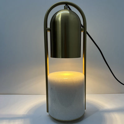 Nordic Light Luxury Cylinder Ring Hardware Marble Column 1-Light Table Lamp