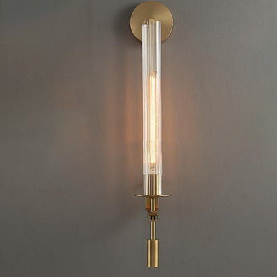 Modern Luxury Iron Glass Cylinder Strip 1-Light Wall Sconce Lamp For Hallway