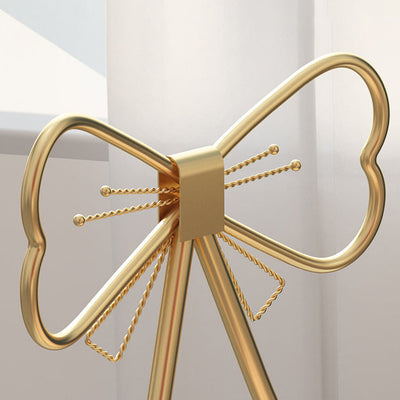 Contemporary Creative Bow Round Upholstered Velvet Metal Vanity Stool Backrest For Bedroom