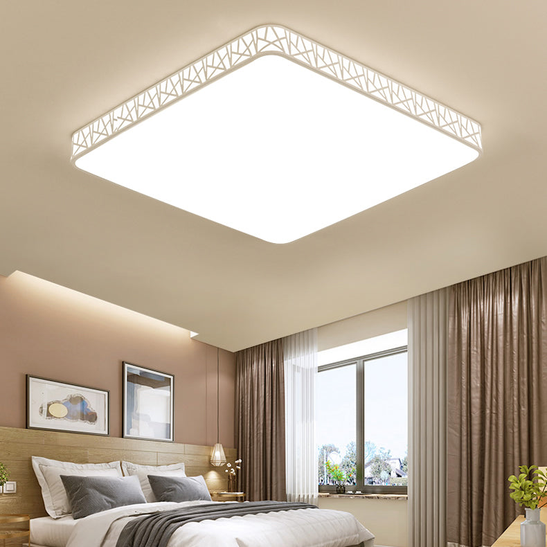 Modern Minimalist Square Acrylic Iron LED Flush Mount Ceiling Light For Bedroom