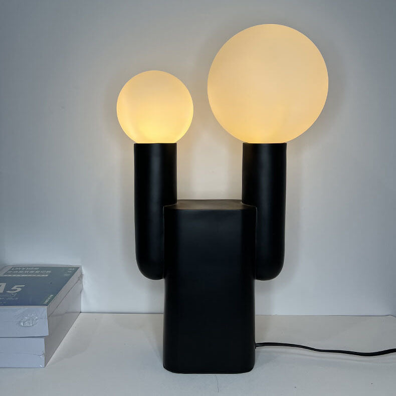 Modern Light Luxury Double-Headed Ball Resin Base 1-Light Table Lamp