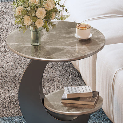 Contemporary Luxury Round Sintered Stone Top Coffee Table For Living Room