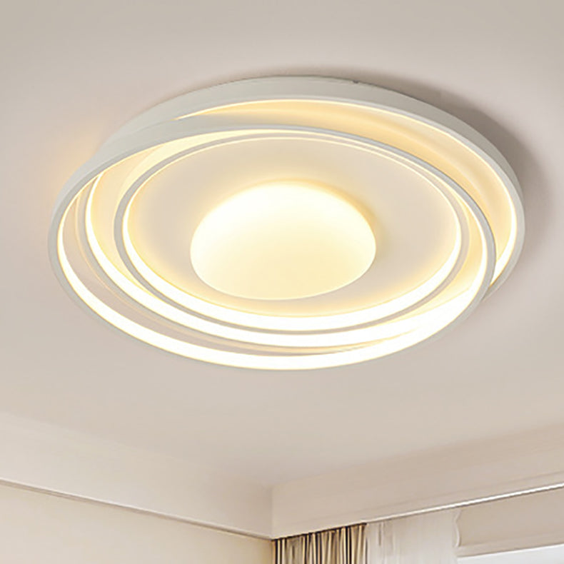 Modern Minimalist Cream Round Acrylic Iron LED Flush Mount Ceiling Light For Living Room