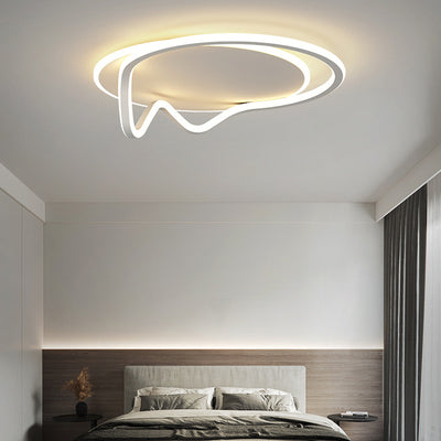 Modern Minimalist Round Line Iron Aluminium Acrylic LED Flush Mount Ceiling Light For Bedroom