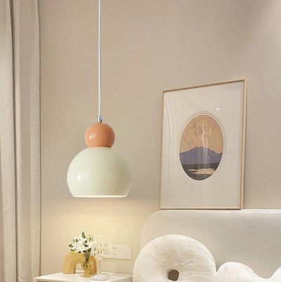 Contemporary Creative Cream Round Dome Iron 1-Light Wall Sconce Lamp For Bedroom