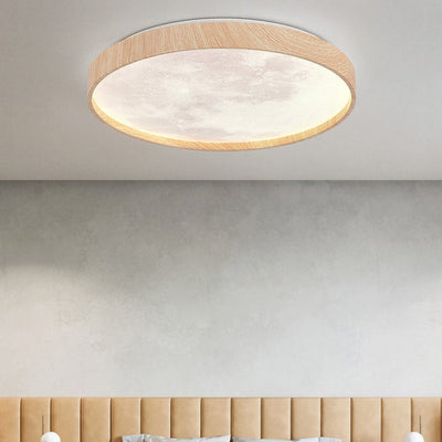 Contemporary Scandinavian Iron Plastic Round Moon LED Flush Mount Ceiling Light For Living Room