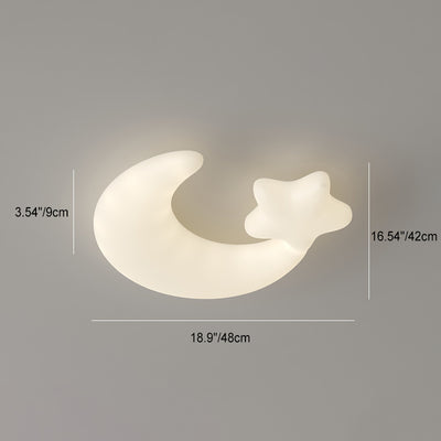 Modern Art Deco Kids PE Iron Star Moon LED Flush Mount Ceiling Light For Bedroom