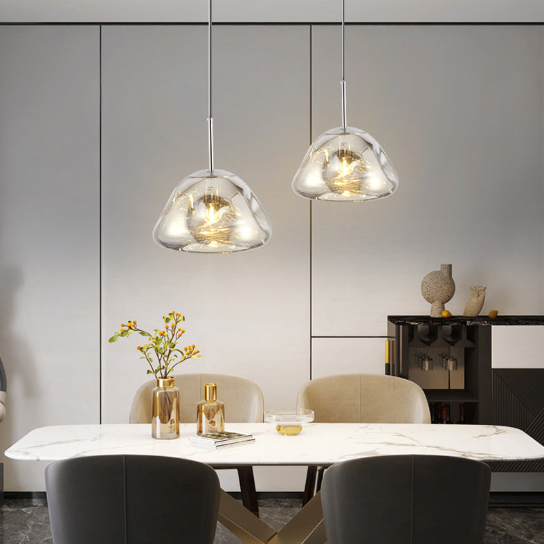 Contemporary Creative Irregular Round Acrylic PVC Metal 1-Light Pendant Light For Living Room