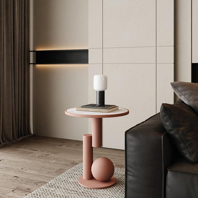 Contemporary Simplicity Sintered Stone Geometric Column Base Coffee Table For Living Room