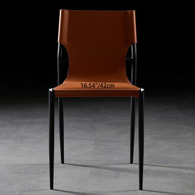 Contemporary Nordic Square Leather Carbon Steel Stackable Dining Chair Backrest For Dining Room