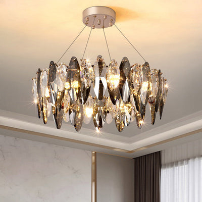 Modern Luxury Oval Crystal Iron 5/6/10 Light Chandelier For Living Room