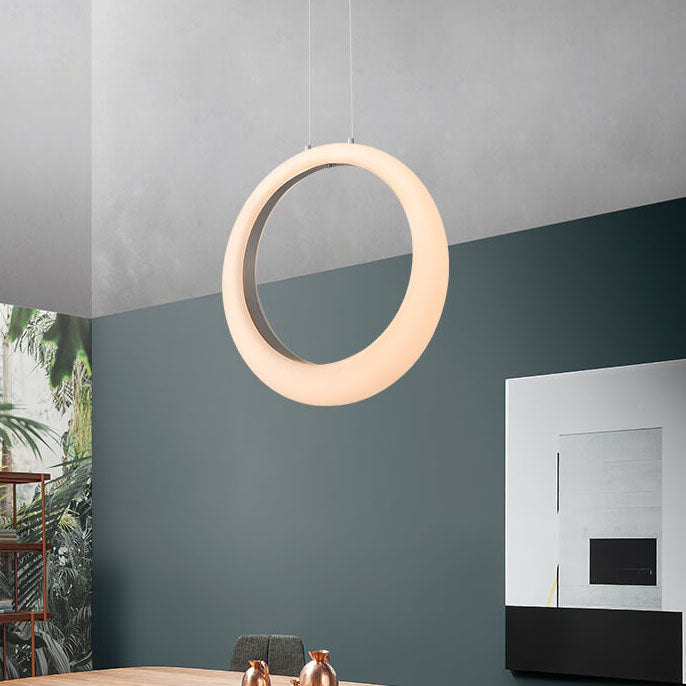 Nordic Minimalist PE Circle Ring Electroplated Iron LED Pendant Light