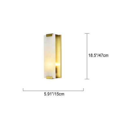 Modern Light Luxury Marble Rectangular Flat Copper 1-Light Wall Sconce Lamp