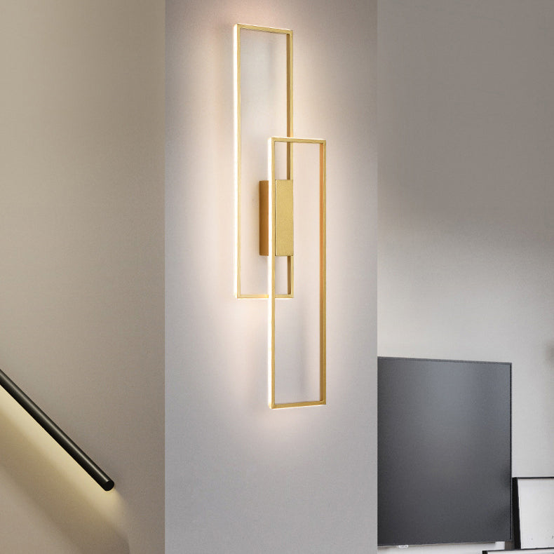 Modern Minimalist Rectangle Line Iron Silicone LED Wall Sconce Lamp For Living Room